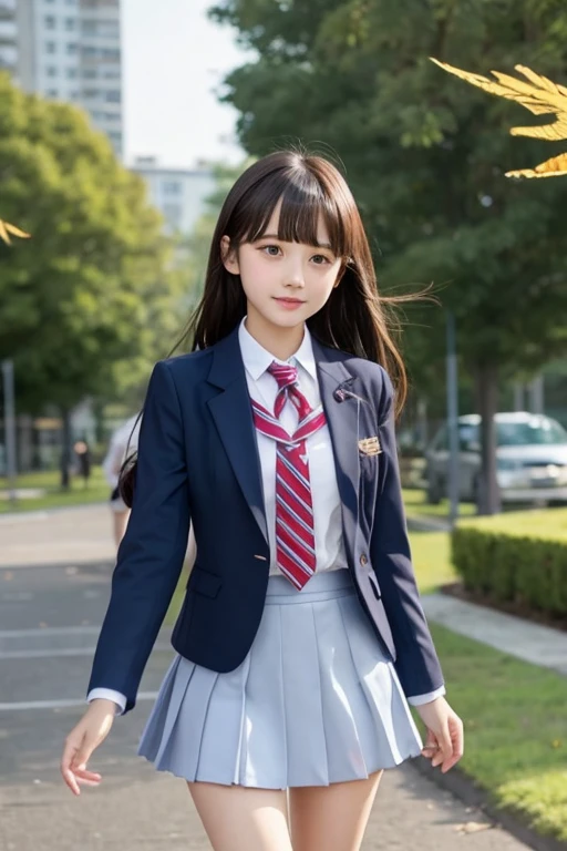cute、high school girl、uniform、blazer、mini skirt、See-through、Fluttering in the wind