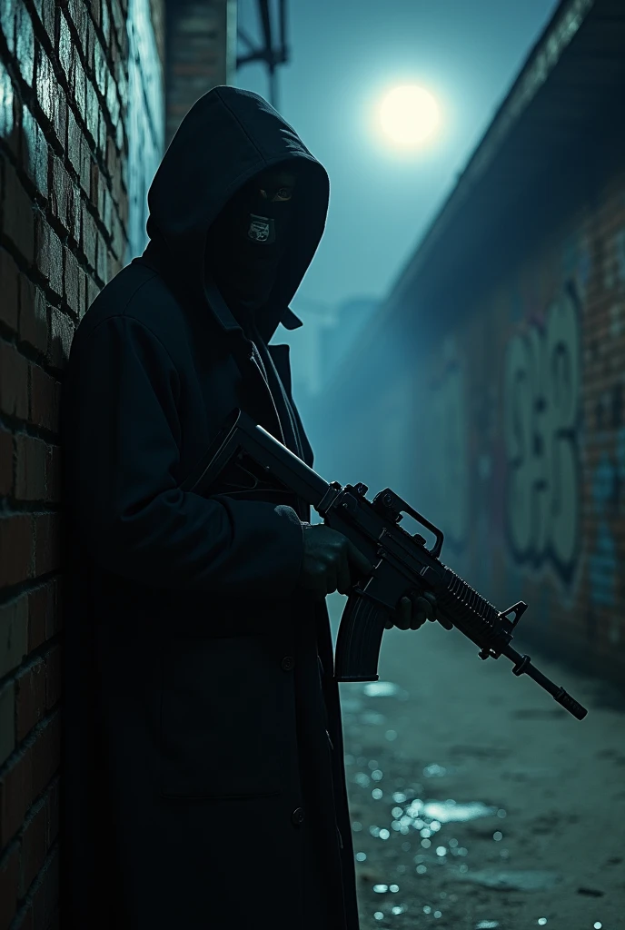 moonlight tient un pistolet mitrailleur.