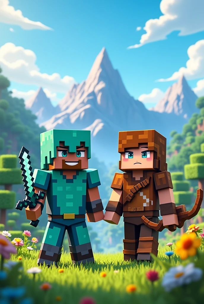Create an image with 2 Minecraft characters for a channel