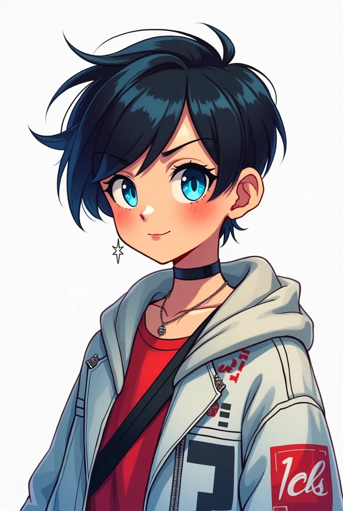  Tiktoker, fad, Bblack hair, blue eye, white background