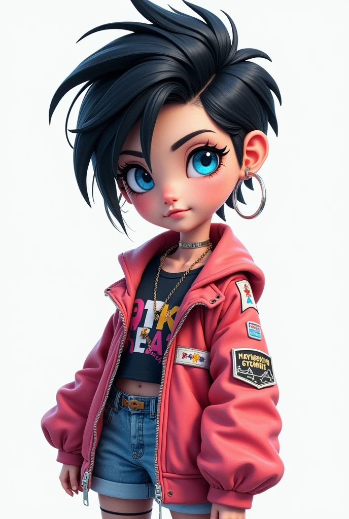 Tiktoker, fad, Bblack hair, blue eye, white background