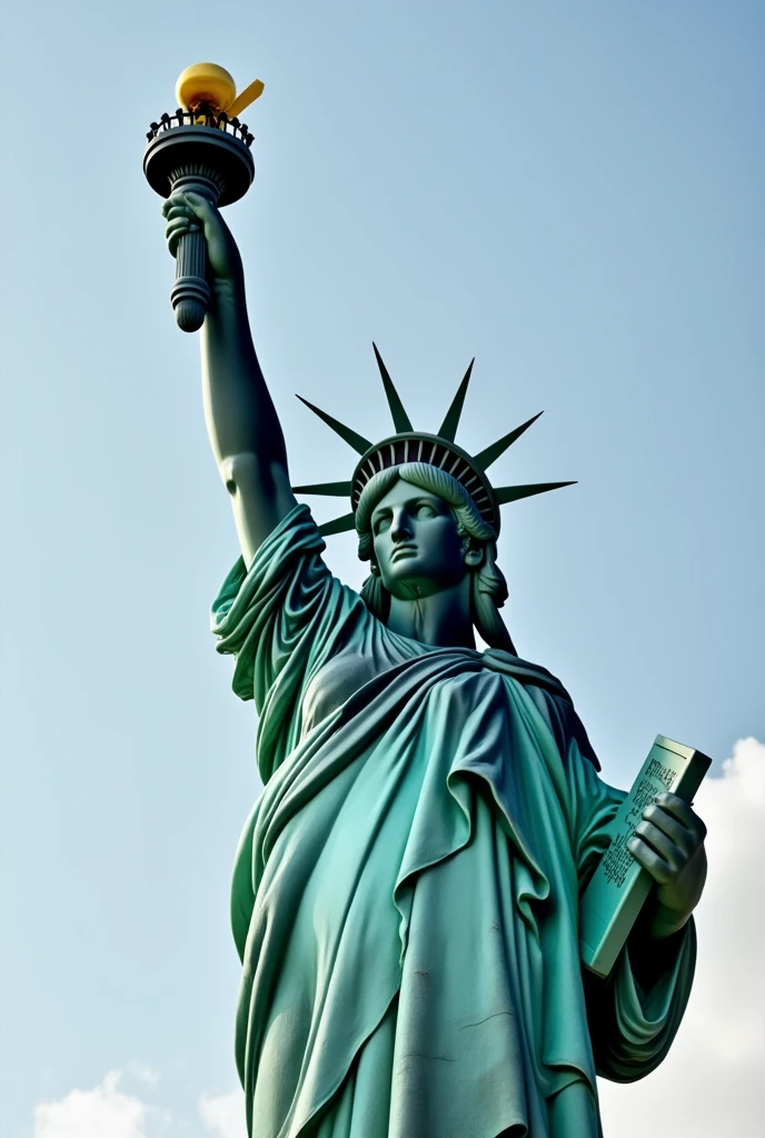 Statue of Liberty holding a musical instrument, stylish