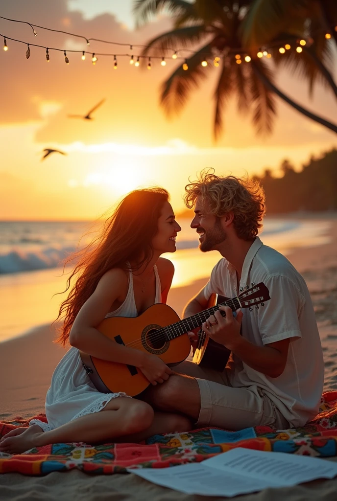 love of musicians on the beach
