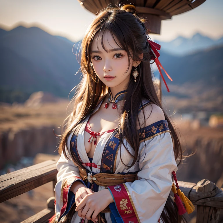 At the Grand Canyon、Hair Flow、 ((Highest quality、masterpiece、8k、Best image quality、Ultra-high resolution、Award-winning works)、(Accurate anatomy:1.1)、(Look at me and smile:1.1)、Shining fair skin with Ultra-high resolution、The most detailed face、Ultra-high resolution detailed face、Ultra-high resolutionの髪の毛、(Ultra-high resolutionの煌めく瞳:1.1)、Beautiful face drawn in every detail、(Blurred Background:1.1)、Native American Costume, American Indian Clothing, Chest to chest, tattoo、A real giant condor next to you。