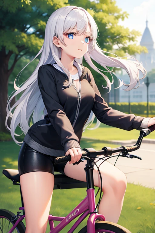 Beautiful girl riding a bicycle