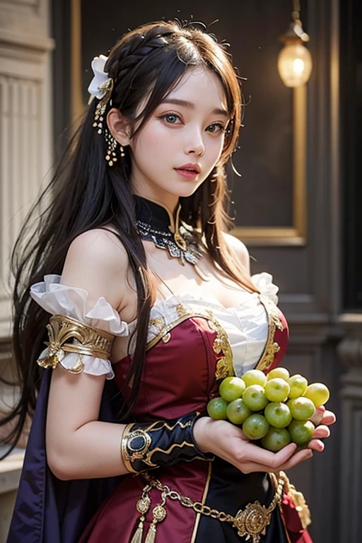 (generate princess snow white from disney holding an apple, beautifull face, pretty face, beautifull eyes, beautifull nose, raytracing, beautifull fingers, beautifull hands, (4 fingers in 1 hand), full body photoshoot, pretty makeup, perfect anatomy, good lighting, professional photoshoot, sharp eye, fresh lips