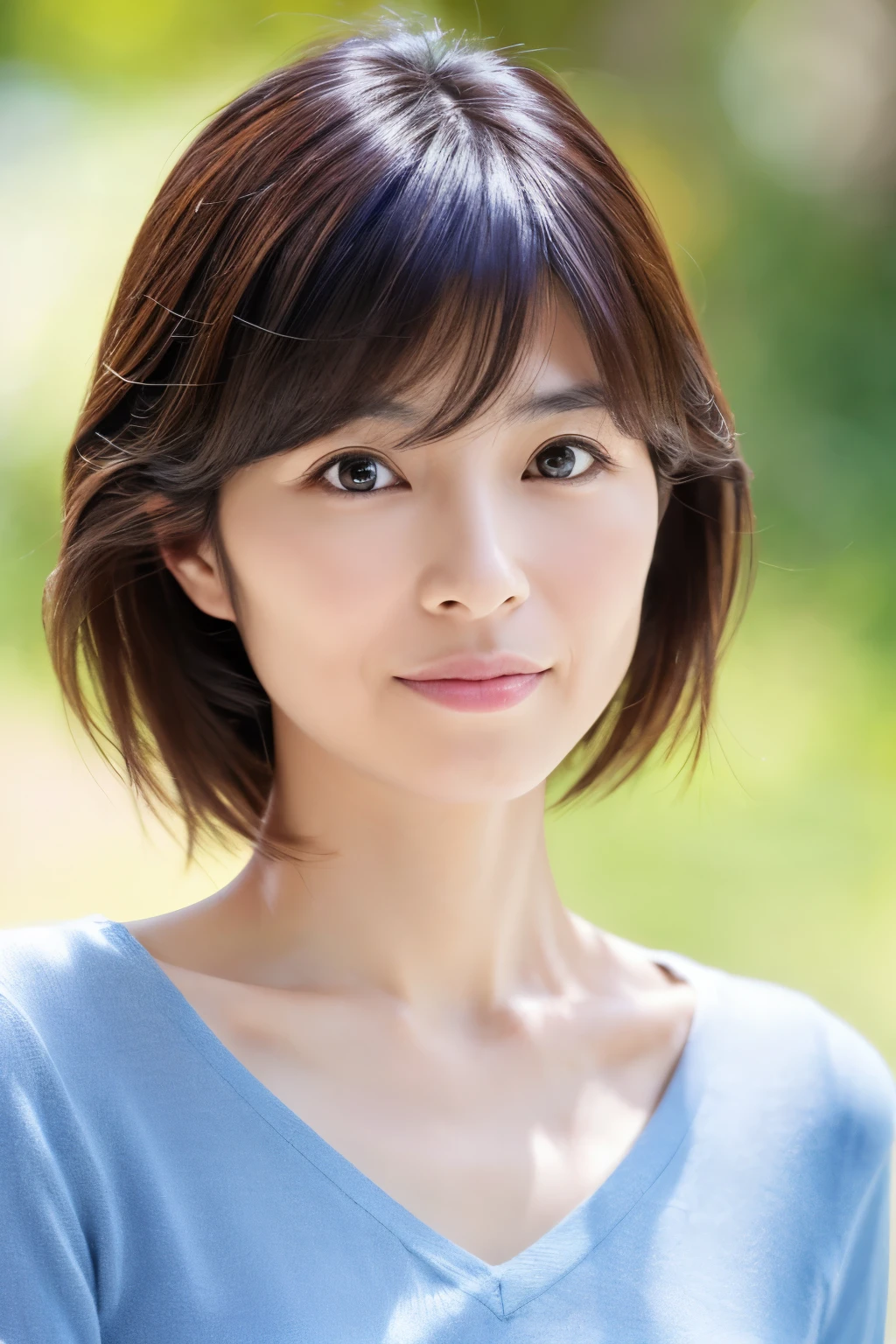 Masterpiece, Photogravure, High quality, High resolution, a photo captured the beautiful moment of a skinny Japanese woman, 40 years old, {long|short} hair, cute face, detailed face, detailed eyes, anatomically correct body