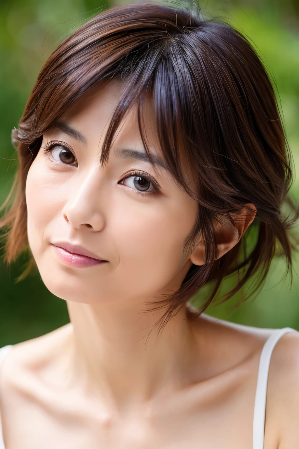 Masterpiece, Photogravure, High quality, High resolution, a photo captured the beautiful moment of a skinny Japanese woman, 40 years old, {long|short} hair, cute face, detailed face, detailed eyes, anatomically correct body