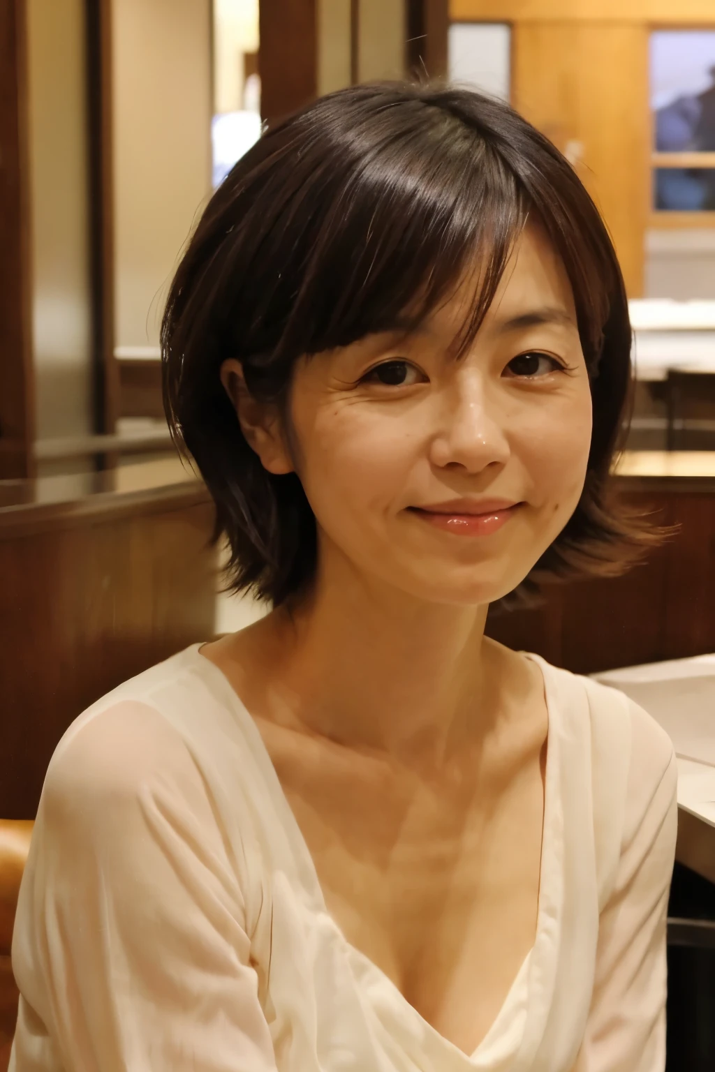 Masterpiece, Photogravure, High quality, High resolution, a photo captured the beautiful moment of a skinny Japanese woman, 40 years old, {long|short} hair, cute face, detailed face, detailed eyes, anatomically correct body