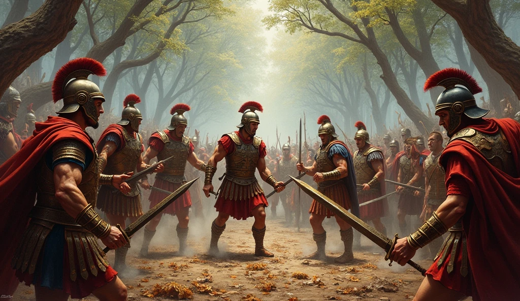 (oil painting) Romans fighting Celts