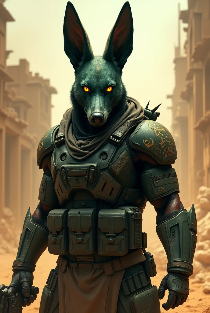 create a call of duty soldier with anubis head
