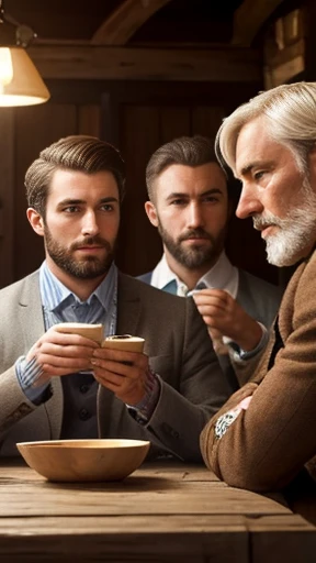 A group of Welsh men gathered, short hair focused on the face..