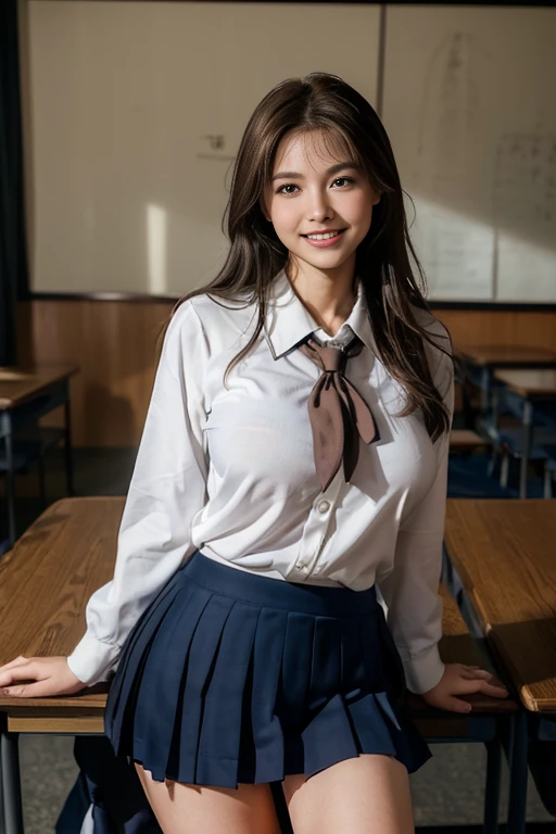 ((japanse beatiful girl:1.3)) ((school uniforms:1.4)) ((panty shot:1.5)) ((high school)),((dark blue skirt:1.3)) ((in the class room:1.3)) ((thin_fabric:1.4)) ((random sexy pose:1.3)) ((sweaty:1.5))((face is flushed:1.4)) ((big breasts:1.4)) ((close-up:1.2)) best quality,masterpiece,ultra high res,(photorealistic:1.4),raw photo,(Authentic skin texture:1.3),(film grain:1.3),panorama,character portrait,very wide shot,narrow waist,cowboy shot,(in the dark, deep shadow, low key, cold light,) night,(()),streaming tears,,dust,Tyndall effect,(expression),1girl,beautiful detailed eyes and face,white jabot,brown eyes,((brown hair:1.2)) ((full body:1.3)) ((smile:1.3))
