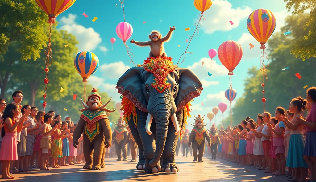 There’s a parade that’s oh so grand,
With animals from all the land.