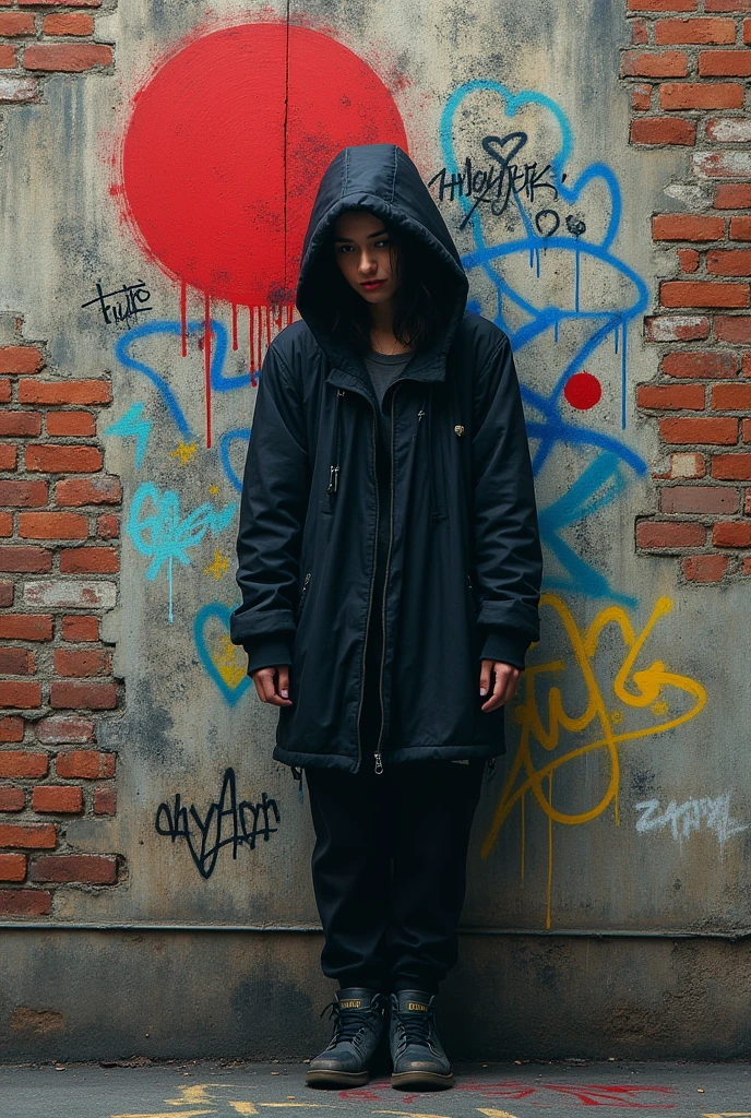 a sad person with their image fading away, in the graffiti style on the wall