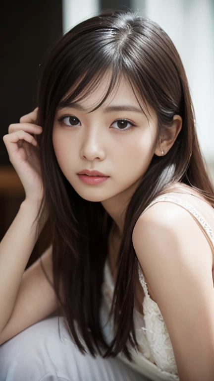 masterpiece, Highest quality, photograph、realism、one person's, Thighs, beautiful girl, Flowers, たくさんの小さなflower, flower、Tight waist, RAWphotograph,Bright lighting、Face Light, Ultra-realistic, High resolution, photograph, Sharp focus, Highly detailed eyes and face,Symmetrical face, whole body、Big Breasts、Long Hair、チラリと見えるThighs、強調されたCleavage、Her hair was tied with a big red ribbon.......、Embarrassing、smile、Happy smile、Lying in bed、(((Nipples are visible)))、masturbation behavior、((((Completely naked、I can see the vagina、Spread your legs、Sex toys in the vagina、Sexually excited expression、Hands ready for a hug))))、(((in the thicket of the forest)))、(((((Completely naked、Nipples are visible、Cleavage、Her breasts are completely visible、I can see the vagina、Moments of ecstasy、A realistic toy inserted into the vagina、Half-open mouth、An expression of mingled pain and pleasure)))