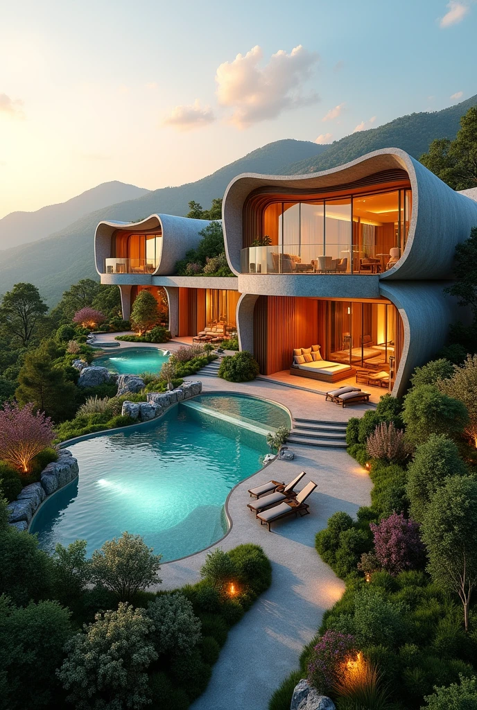 Please create a thermal hotel with 3 separate volumes.: t, With, L