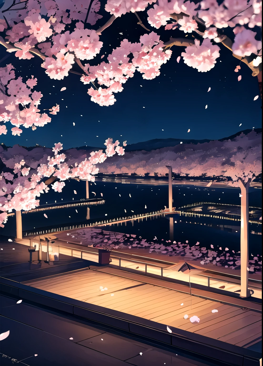 Cherry Blossoms at Night