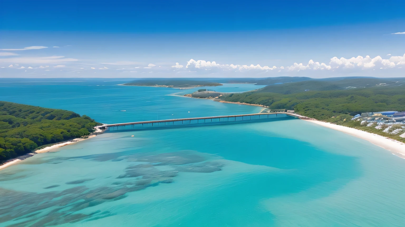 The beautiful, clear, calm waters of the Great Barrier Reef Gentle sea breeze White, textured clouds