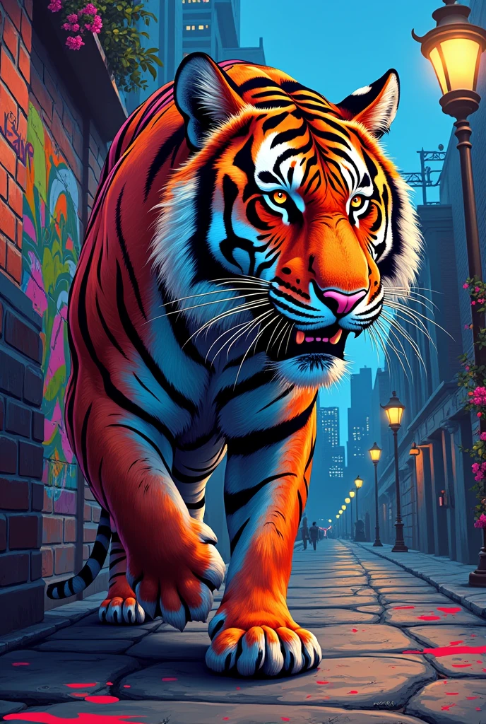 'A Tiger, unique style, Graffiti Style'