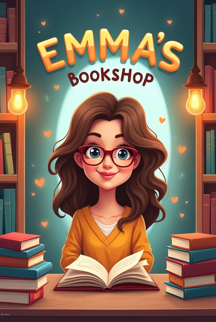 Logo for a bookstore called "EMMA&#39;S Bookshop" en png