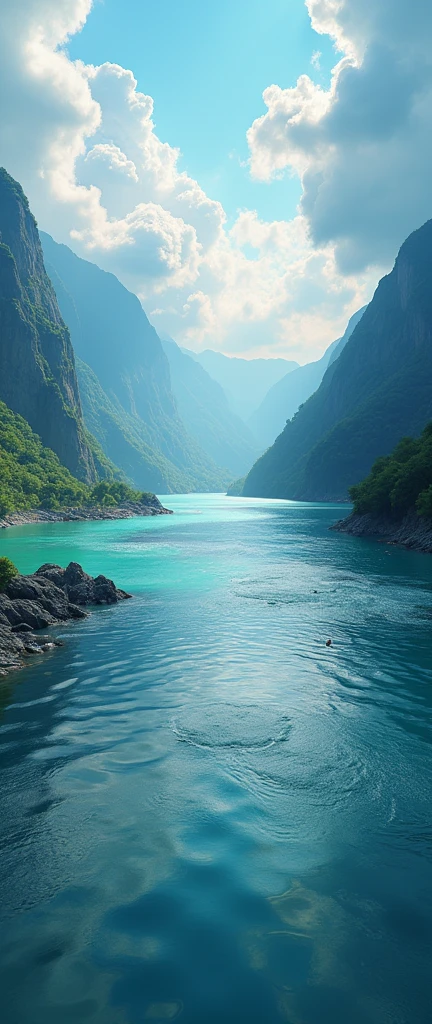 (work of art:1.2,highest quallity,ultra-high resolution,very detailled,realisitic,RAW Photos:1.2,Elaborated photos),8k,wall-paper,(ray tracing),Japan,(majestic river,Beautiful water surface,Light Diffuse Reflection),A photo that represents the flow of clouds and water,