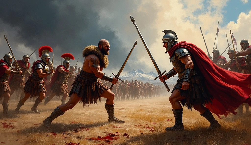 (oil painting) Gauls slaughtered by Romans