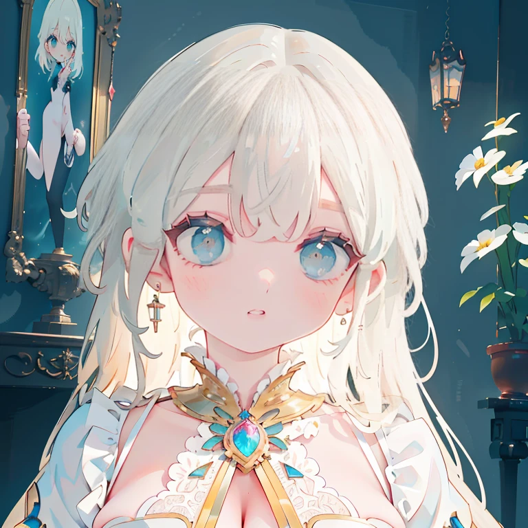 Anime Kawaii sexy Perfect Slim sensual body large breast and huge thighs, An intricate and highly detailed illustration of anime (Young girl). beautiful girl with pointed ears, blond hair, silver accessories, zipper unzipped, elegant, (best quality,4k,8k,highres,masterpiece:1.2),ultra-detailed,(realistic,photorealistic,photo-realistic:1.37),portrait,fantasy,cinematic lighting,dramatic colors,chiaroscuro,moody atmosphere