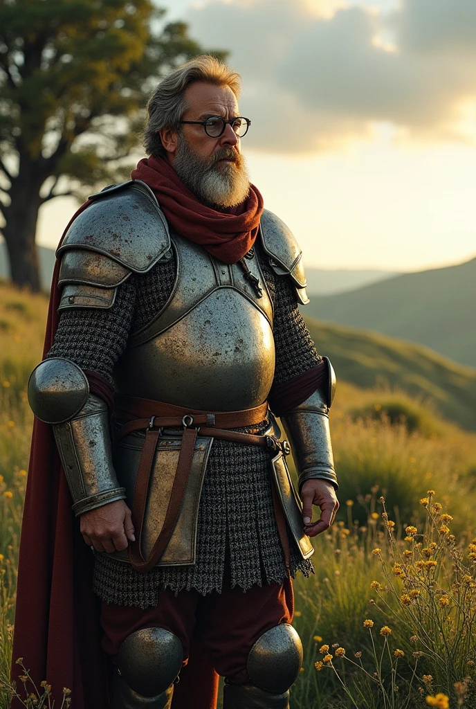 Generate me an English soldier from Vikings period with a looks of teacher