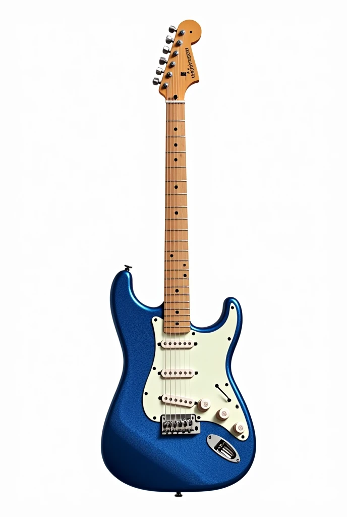 flat vector of a blue sparkly fender stratocaster. chrome hardware. (maple fretboard), white background
