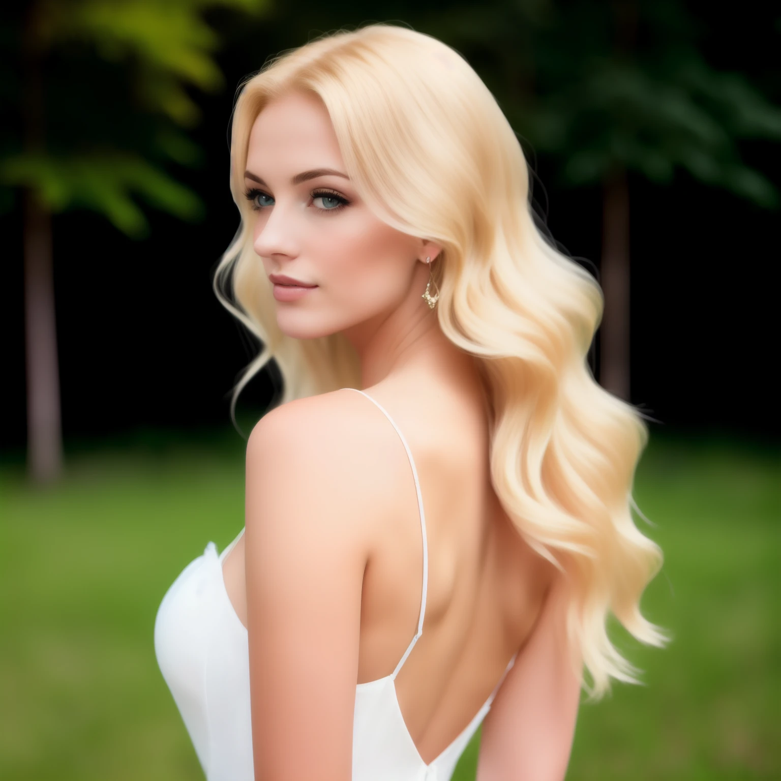 blonde woman with long wavy hair in a white dress poses in the park, blond woman, blondes wallendes Hair, beautiful blond woman, Digital art of an elegant, wallendes blondes Haar, ornate long wavy blonde hair, long wavy blonde hair, long wavy blonde hair, blonde beautiful young woman, beautiful blonde hair, a beautiful blonde, Blonde and attractive facial features, beautiful blonde girl