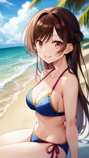 Chizuru Mizuhara, Beach Background, Wearing a bikini, smile, sea breeze