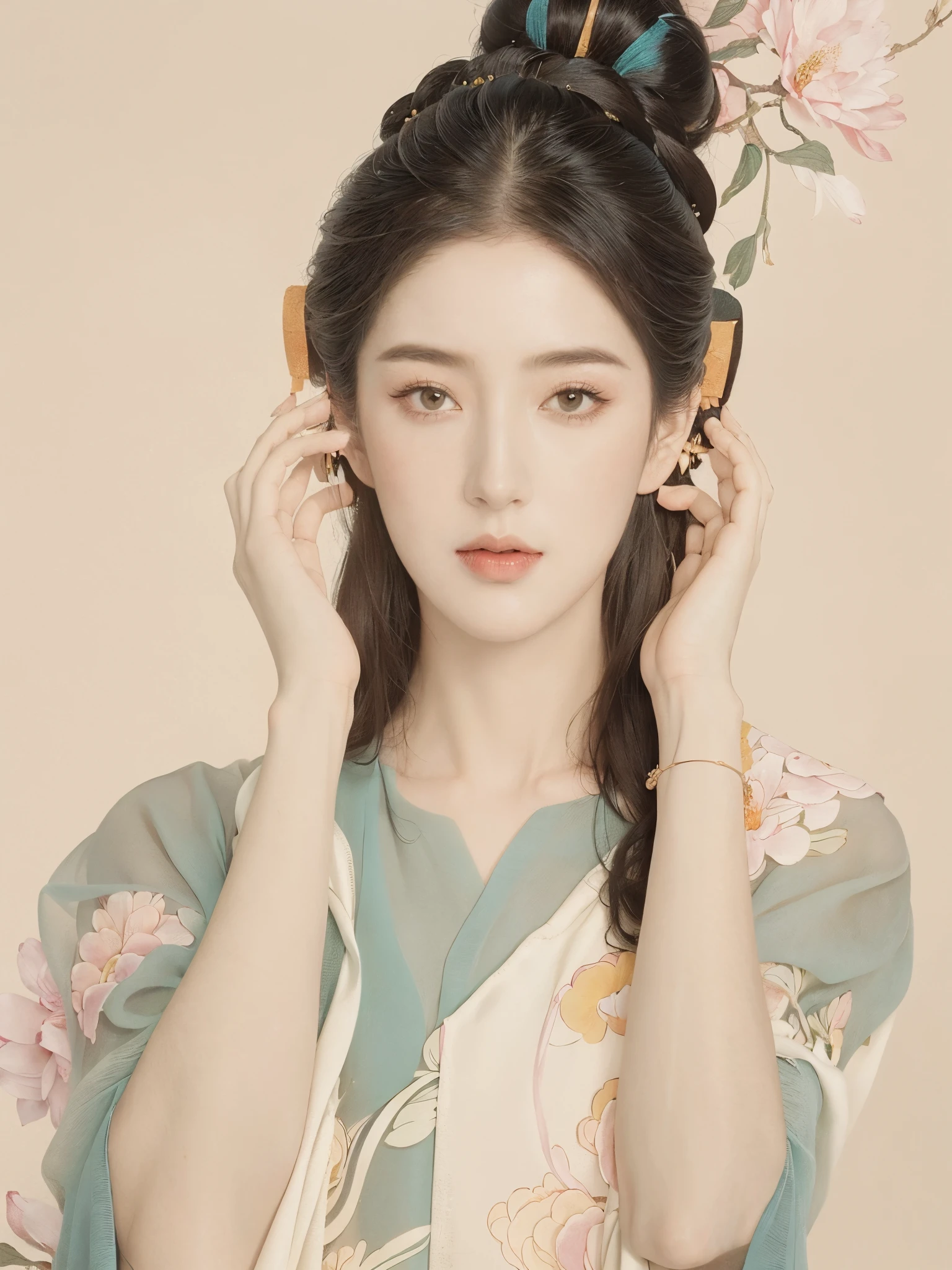 (1 Girl:1.4),Solitary, Gorgeous, Extremely detailed,(Joshua Middleton Comic Cover Art:1.1), (action:1.2),(Concretism:1.2),(Hyperpolarization:1.5),rich and colorful,The most detailed,white gray background, White Hanfu, Pastel colors, (masterpiece, Top quality, best quality, Official Art, beautiful and aesthetic:1.2),