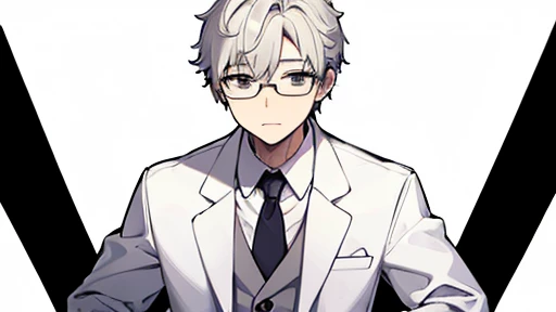 Age 35、Man in white coat　doctor　Glasses、seems kind　Background white　Background Transparent