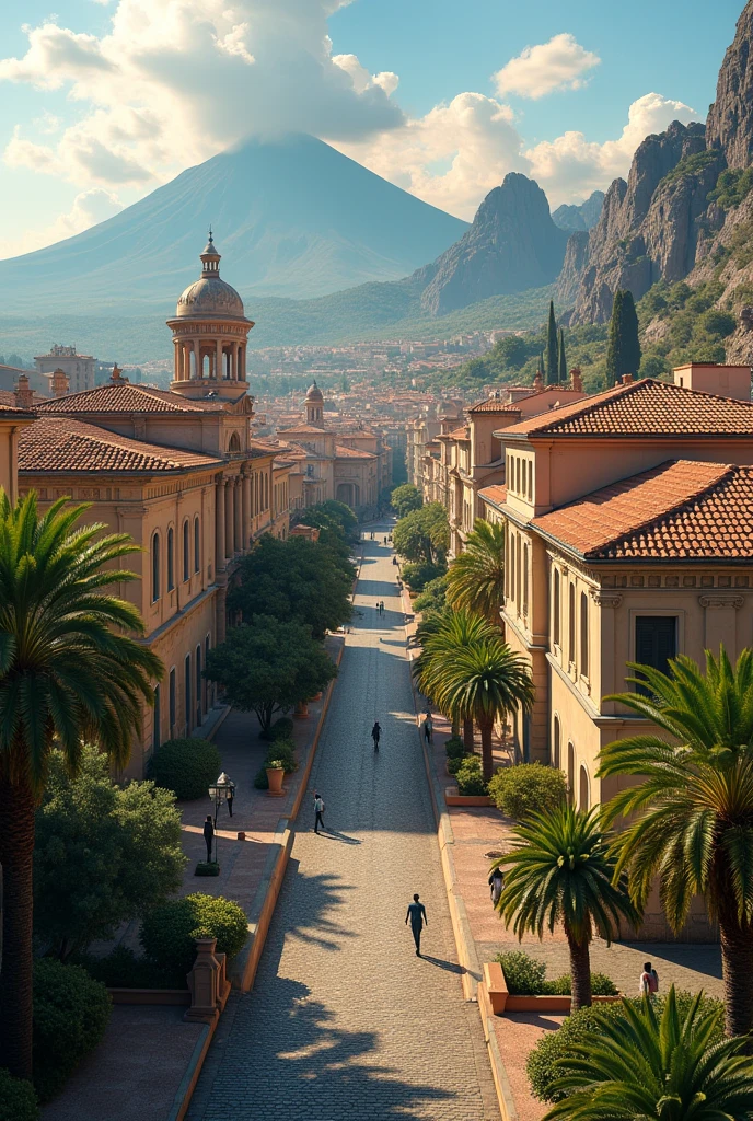 18k 4k ultrarealistic AN ITALIAN CITY and overlooking the volcanic view A prosperous and sophisticated Roman city, beautiful streets with preserved Greek palaces and rich. From the center of the island, which would be the meeting point of the directions, Four large peninsulas would branch off, each pointing to one of the cardinal points. gold, a large metropolis with palaces atop volcanoes, a thriving and sophisticated Roman city in perfect volcanic conditions, colorful and volcanic;. A thriving and sophisticated city, beautiful streets with Greek palaces and palm trees with fruits Architecture of Milan The city is known for its pulsating culture, arts, Music and opera.