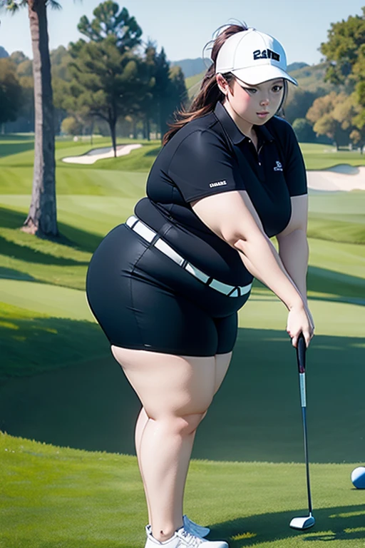 sexy bbw woman playing golf.