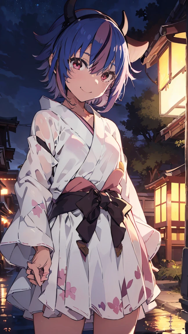 (Highest quality、masterpiece、Super detailed,8K),(Silver braided short bob),(yukata、Soft curves、Large Breasts、A fascinating body)、Summer festivities,stall,Detailed Background、night、night景、(Colorful lights:1.2),(Holding cotton candy),(happy Smile:1.2)、Turn around