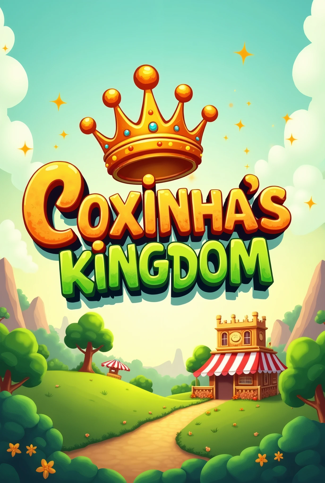 Create a logo with the words 'coxinha's kingdom'