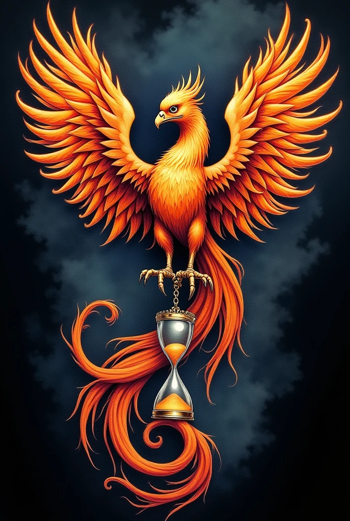 It's supposed to be a phoenix, the wings come over the shoulder to the front.
I have to say this tattoo is for my deceased dad. He was a huge Iron Maiden fan.
In the ashes I want Eddy to be seen, the mascot of the band, and my dad. It's hard to write.
Eddy has an hourglass on a chain in his hand.