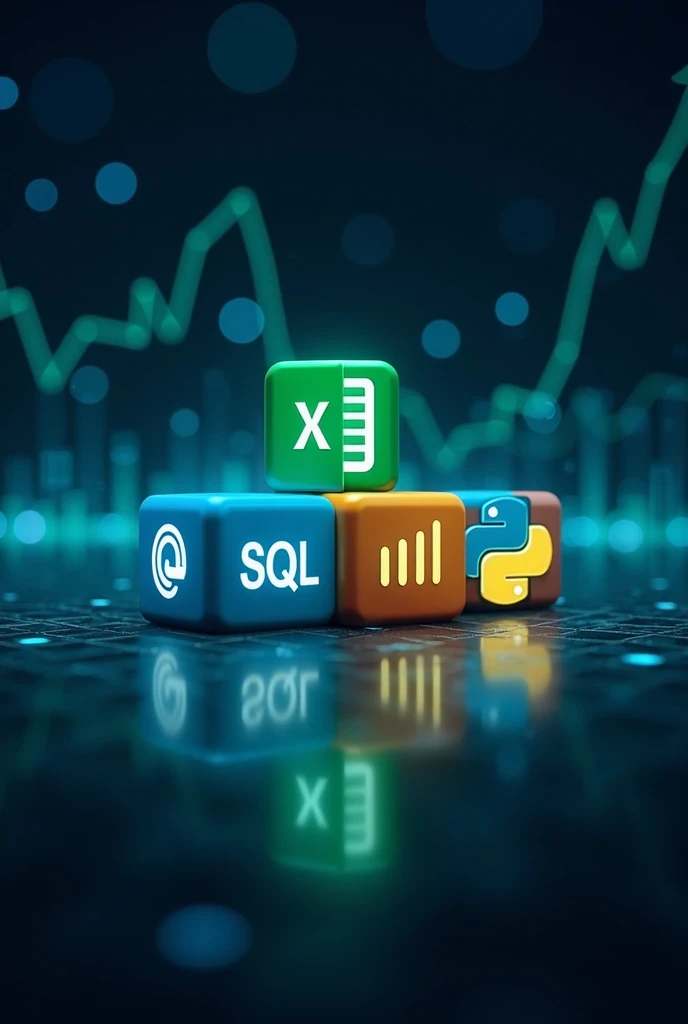 Linkedin background photo, data analysis theme, microsoft excel icon, microsoft Power BI icon, SQL icon, Python icon