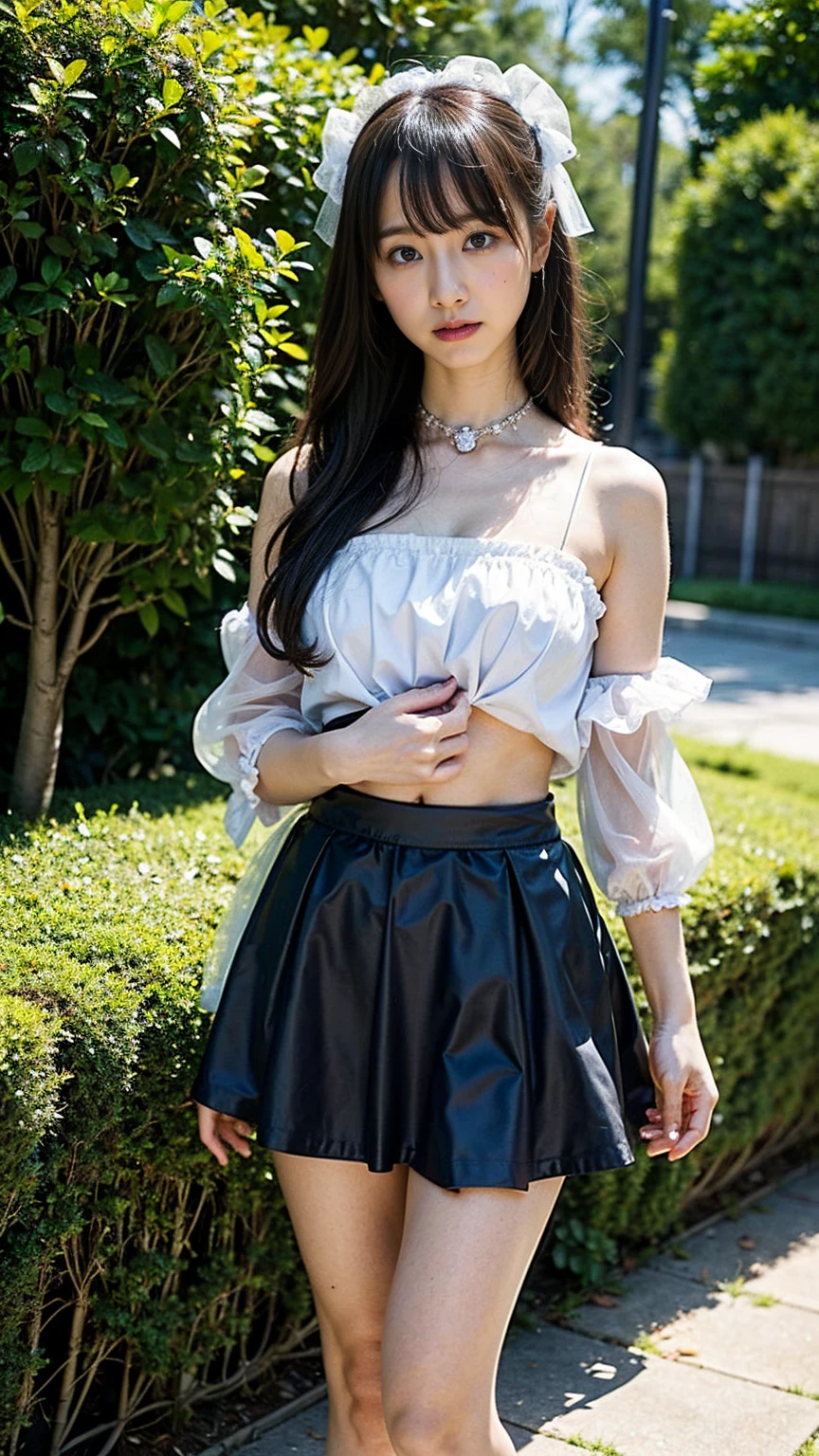 (highest quality,8k,masterpiece:1.3,),(超A high resolution,Realistic:1.4,RAW Photos),(Very detailed,Ultra-Dense Muscle,Caustics),(Singing Japanese idol), (Men stare at my crotch on the streets of Tokyo),(Skirt tearing),Three Girls,,cute,Laughing with your mouth open,Japanese,Black-haired,ponytail,Very small maid clothes、Off the shoulder、mini skirt、Nude Model、Very large breasts,pronounced nipples、Expose;Showing off your crotch to the audience、Boldly open your legs、Accentuated crotch、Photo on the lap、Looking at the camera,Focus on the thighs,(Camera position is low:1.1),(Low Angle:1.1),(vision:1,3),SpotLight,Light