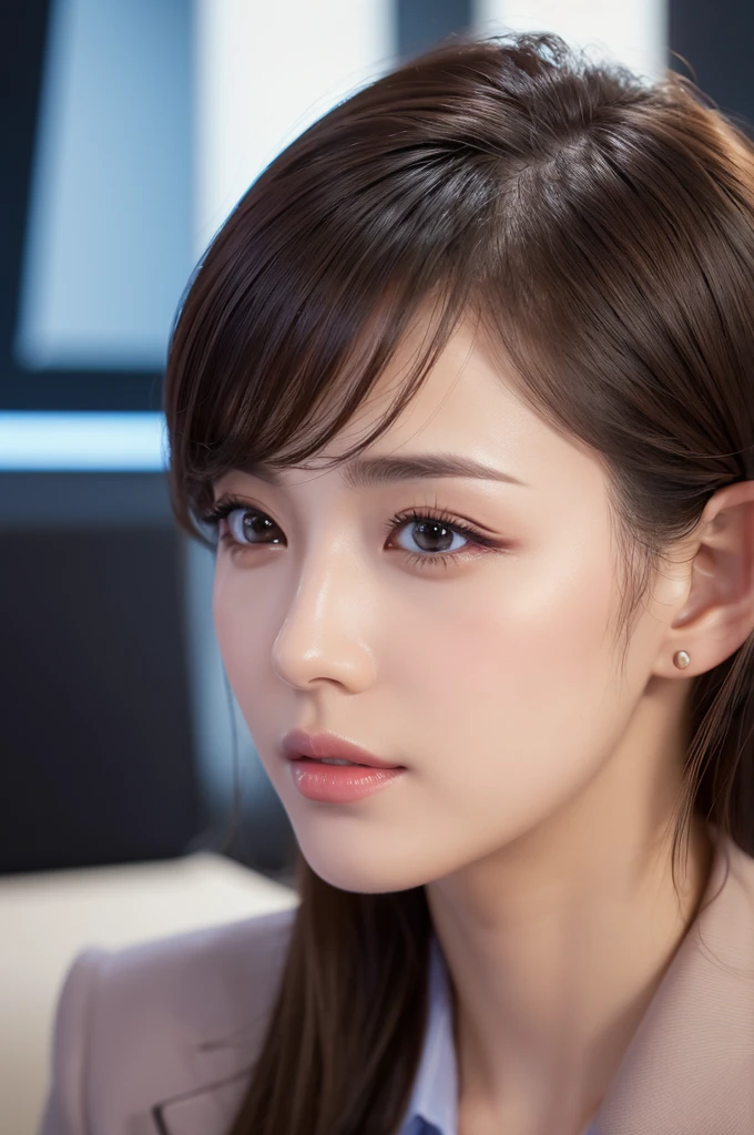 Beautiful attention to detail, Beautiful lip detail, Very detailed目と顔, Long eyelashes, elegant office lady, Professional business attire, Office Environment, machine, computer, document, (Highest quality,4K,8k,High resolution,masterpiece:1.2),Very detailed,(Realistic,photoRealistic,photo-Realistic:1.37),High resolution,超High resolution,Studio Lighting,Ultra-fine painting,Sharp focus,Physically Based Rendering,Very detailed説明,Professional,Vibrant colors,Bokeh,Intricate details,highly Realistic,photoRealistic portrait