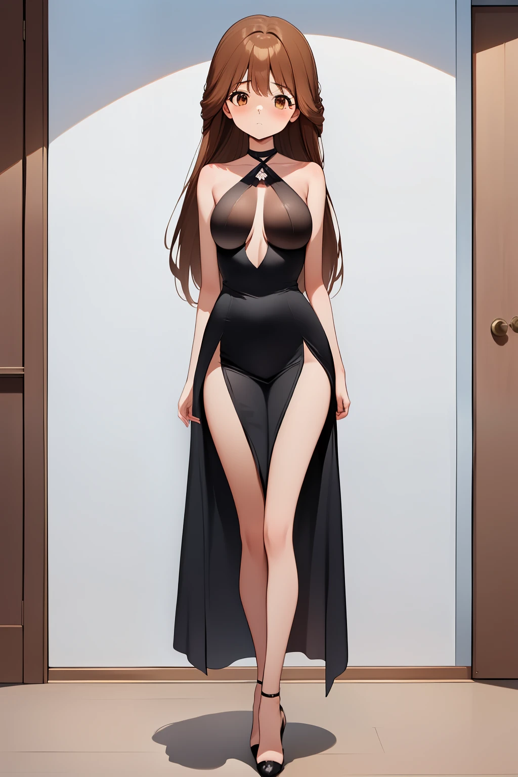 Anime character Mai Sakurajima black silk high heeled full-body picture