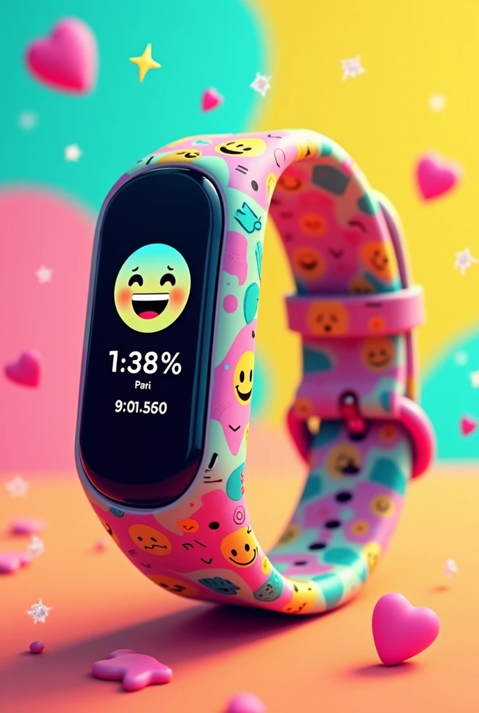 Custom cartoon waterproof digital plastic wristband, It has sensors that capture emotions and a discreet reader that informs in Portuguese the type of emotion and its percentage, as well as the heart rate., It also has a memory card that can be used on a computer or cell phone..