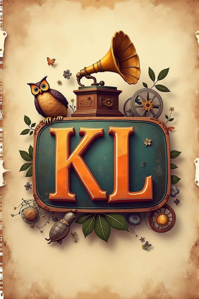 I want a youtube logo with some old memorabilia animal and add a K and L to the logo