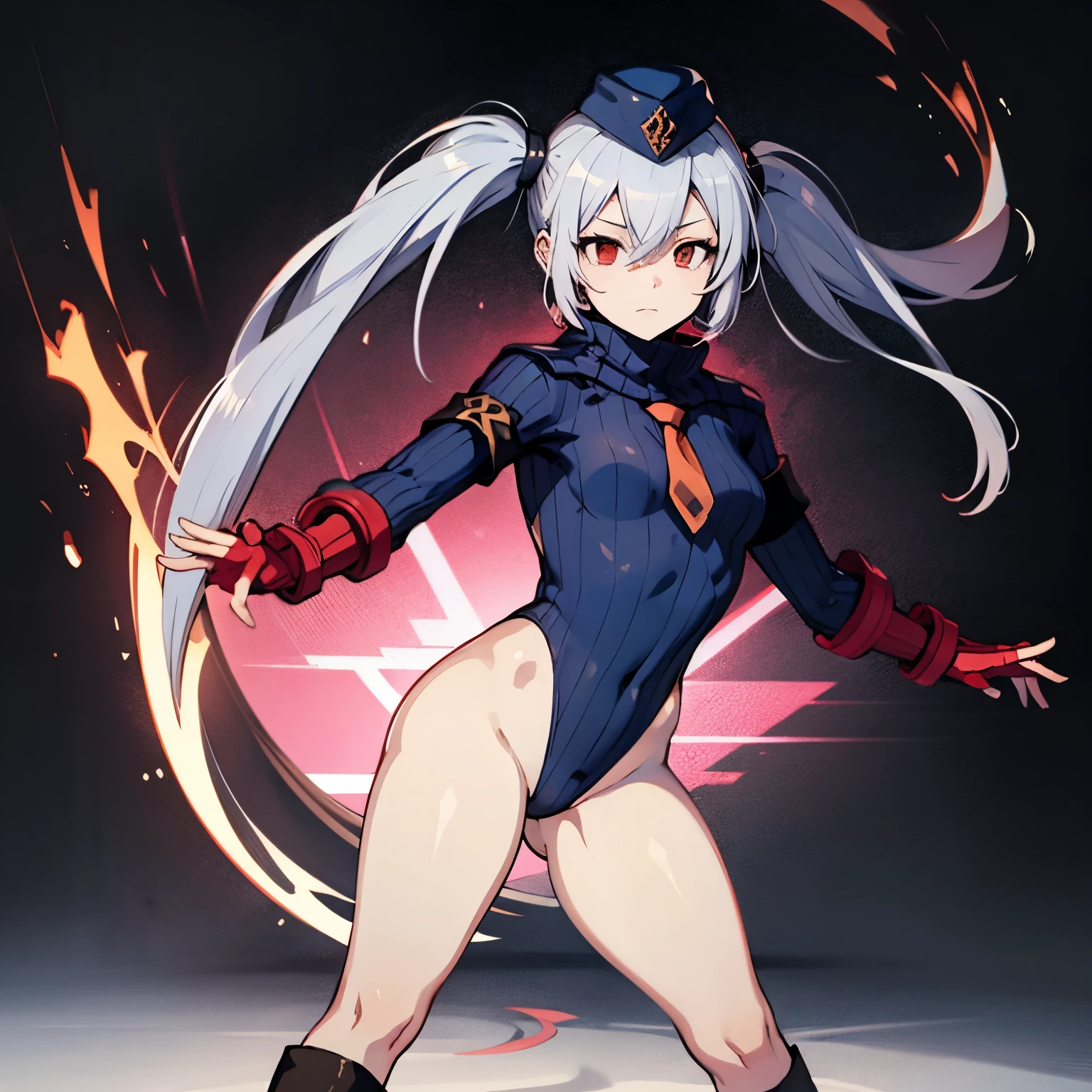 best detailed, Highly detailed,Beautiful body,Beautiful Nose,perfect eyes,perfect face,ultra highres,beautiful legs,Perfect hands,Masterpiece,illustration,,perfect anatomy,street fighter,doll suit,shadaloo doll,dollsuit,expressionless,empty eyes,blank eyes,red gloves,boots,emotionless,black latex,corruption,mind control,female combatant,hypnotized,unhappy trance,full body suit,obey,extremely glossy latex,hypnosis,hypnoLora,Slave,necktie,yellow tie,military,dark persona,full body,looking at viewer,standing pose, Fighting Stance,(((pixel-perfect, detail-perfect))),solo,(roze),1girl,silver hair, long hair, twintails, hair between eyes, red eyes, black cap, twin black muffler,black scarf,city background