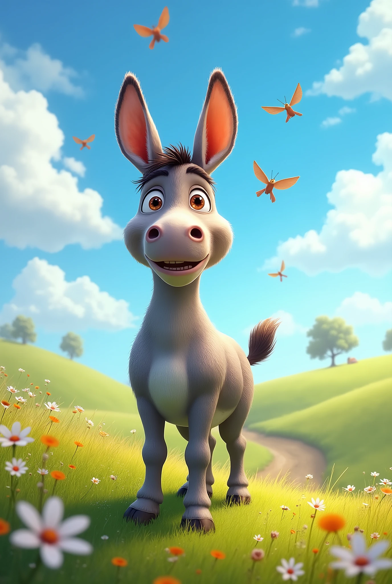 Donkey brays long, "Hee-haw-all-day-long