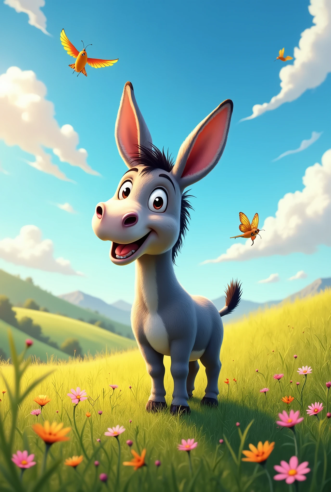Donkey brays long, "Hee-haw-all-day-long