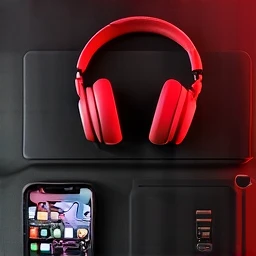 image consist of laptop with all accessories, mobiles, smart watches headphone etc
add black and red theme