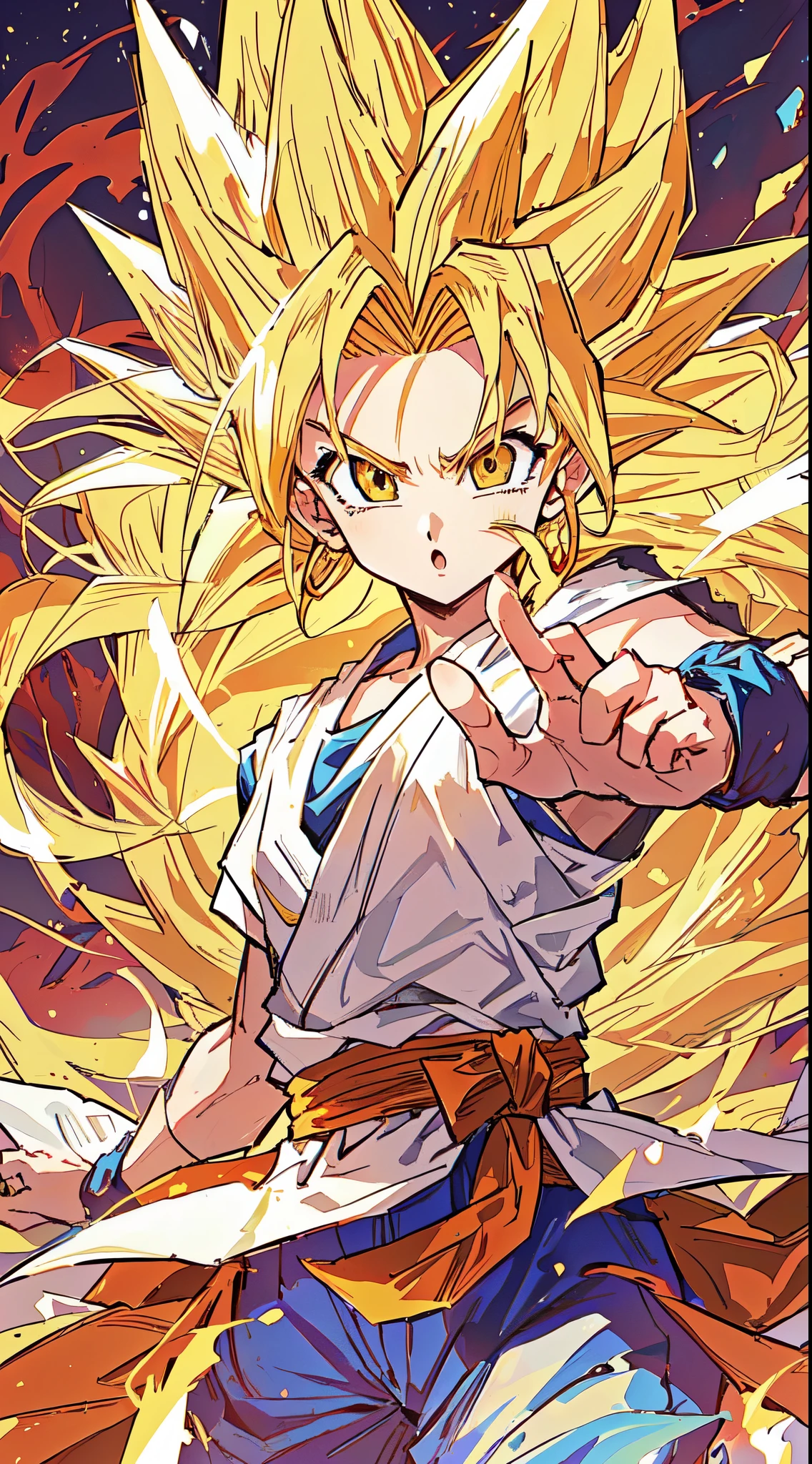 Dragon Ball Goku Wallpaper Dragon Ball Goku Wallpaper, Super Saiyan 3, Super Saiyan, Super Dear, Super Saiyan goku, going Super Saiyan, Eye-catching comic book art style, highly detailed Portrait of Goku, Portrait of Goku, Super Saiyan悟空, Official artwork with high detail, Saiyan girl, Female Goku, Portrait of anime heroine